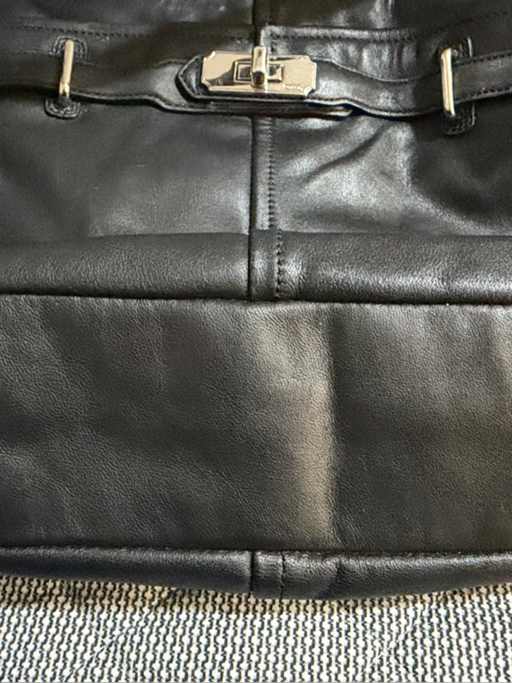 Coach Black Leather Messenger Bag with Silver Hardware